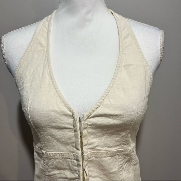NWT Urban Outfitters Sari Seamed Linen-Blend Halter Vest Top womens size small - Picture 3 of 9